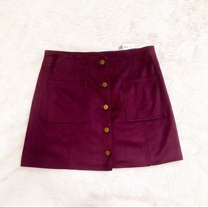 Forever 21 Faux Suede Burgundy Skirt NWT